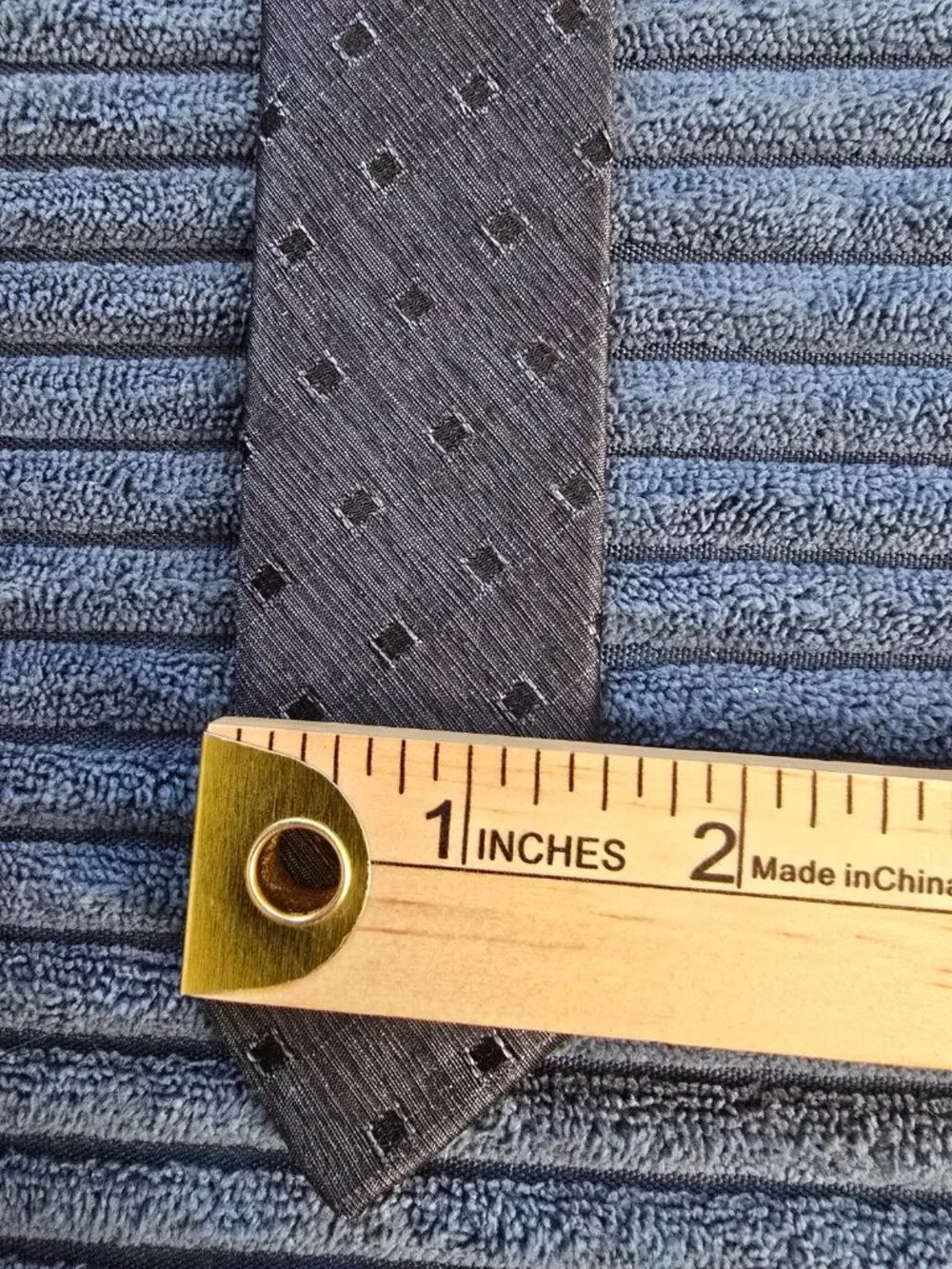 VTG Cravattificio Di Siena 100% Silk Tie Blue/Black Geometric Woven Pattern EUC